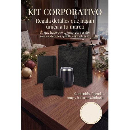 Kit Corporativo con Gorra, Agenda, Mug y Bols