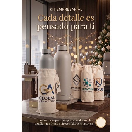 Botella Metálica con Funda de Lienzo Personalizada