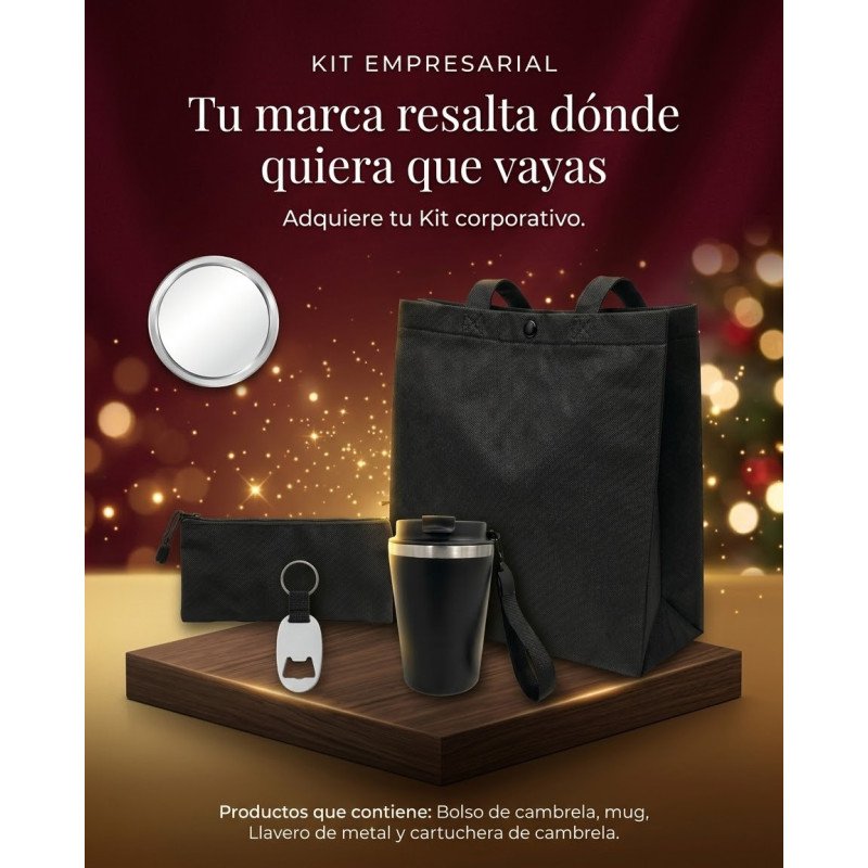 Kit con Bolso y Cartuchera de Cambrela, Mug y Llavero