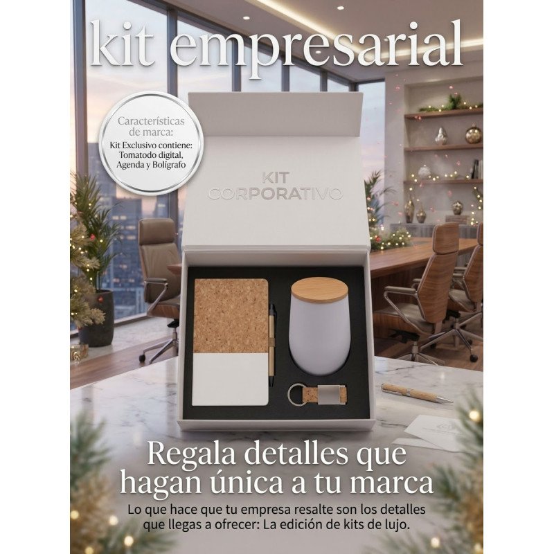 Kit de Corcho con Vaso Térmico, Libreta y Llavero